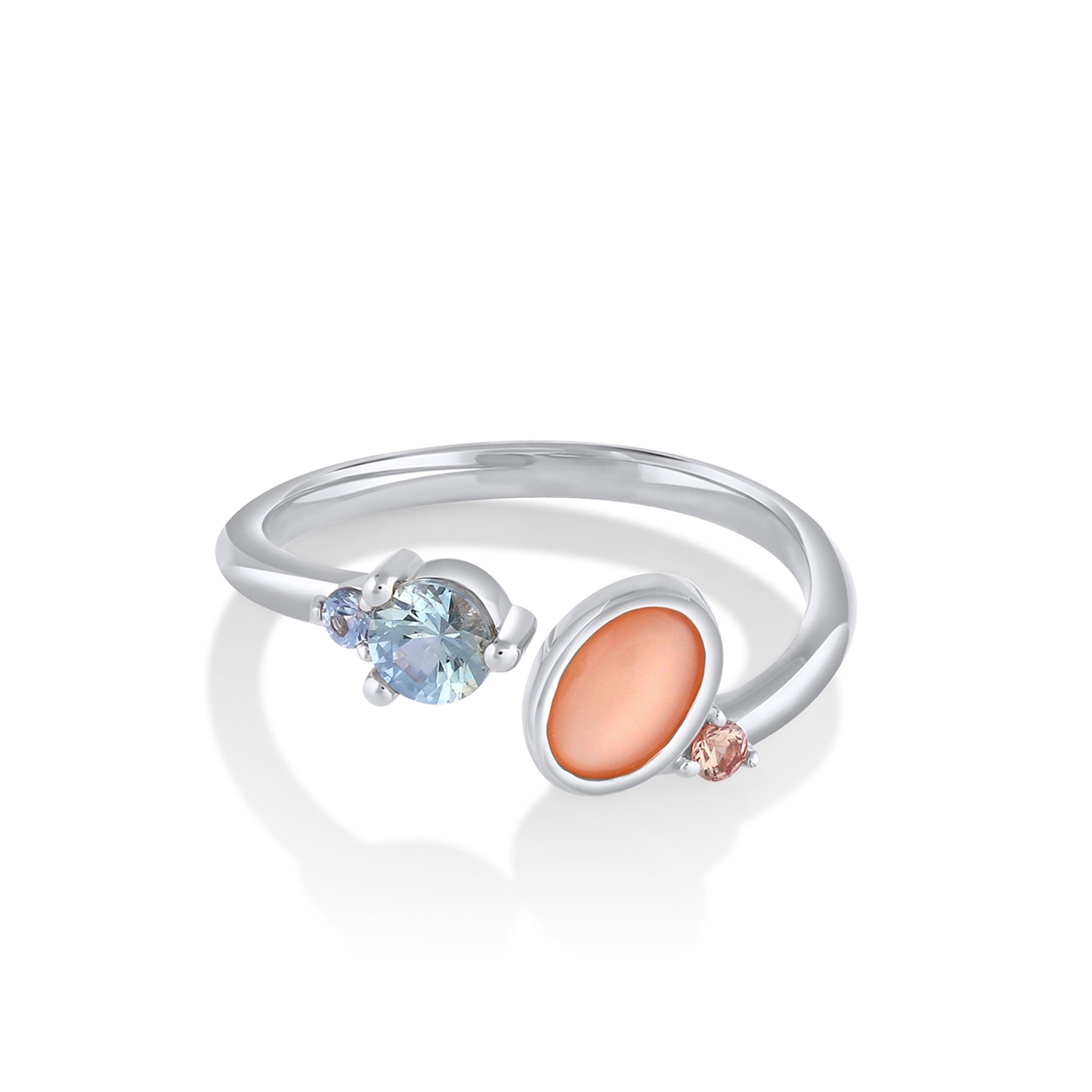 Marrow Fine Jewelry Sapphire Moonstone Lost With You Open Shank Band