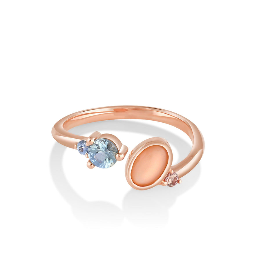 Marrow Fine Jewelry Sapphire Moonstone Lost With You Open Shank Band [Rose Gold]