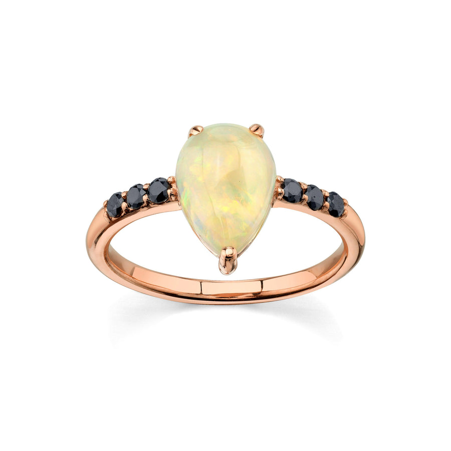 Marrow Fine Jewelry Austrailian Opal Pear & Black Diamond Rose Cut Ring [Rose Gold]