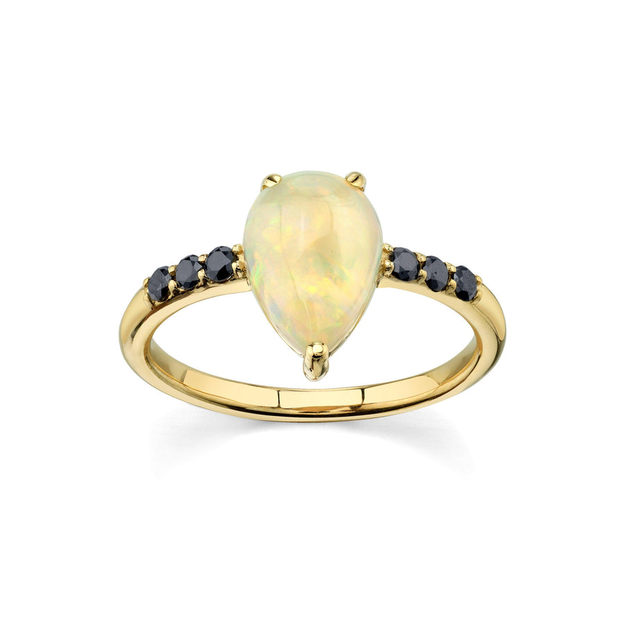 Marrow Fine Jewelry Austrailian Opal Pear & Black Diamond Rose Cut Ring [Yellow Gold]