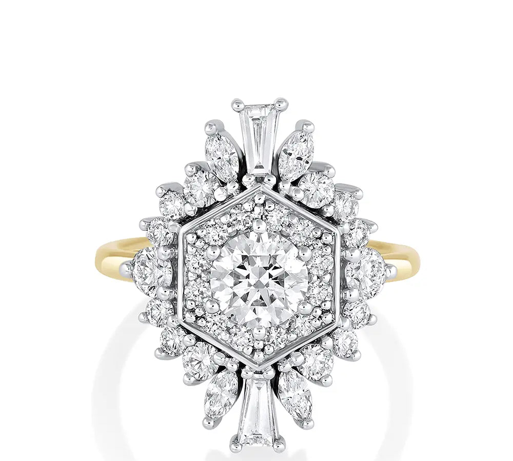 Marrow Fine Jewelry Two-Tone White Diamond Stella Ring [Yellow Gold]