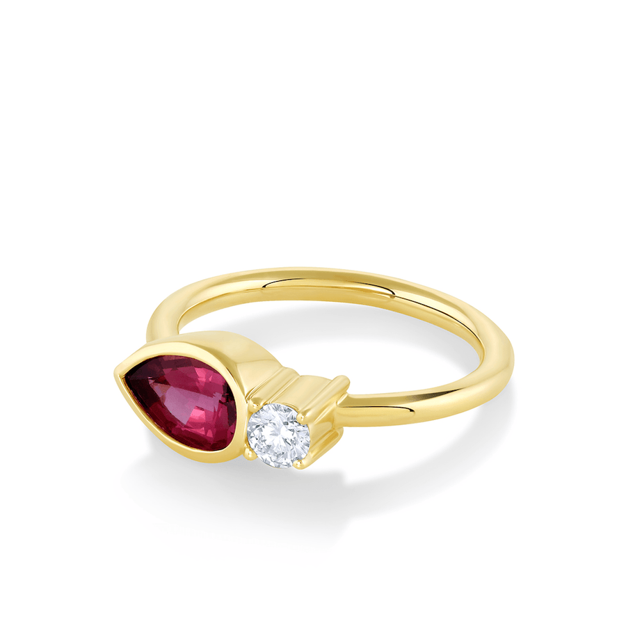 Marrow Fine Jewelry Bezel Set Spinel And Diamond Toi Et Moi Ring [Yellow Gold]