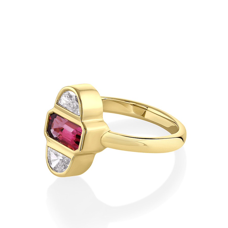Marrow Fine Jewelry Ruby Half Moon Diamond Ring [Yellow Gold]