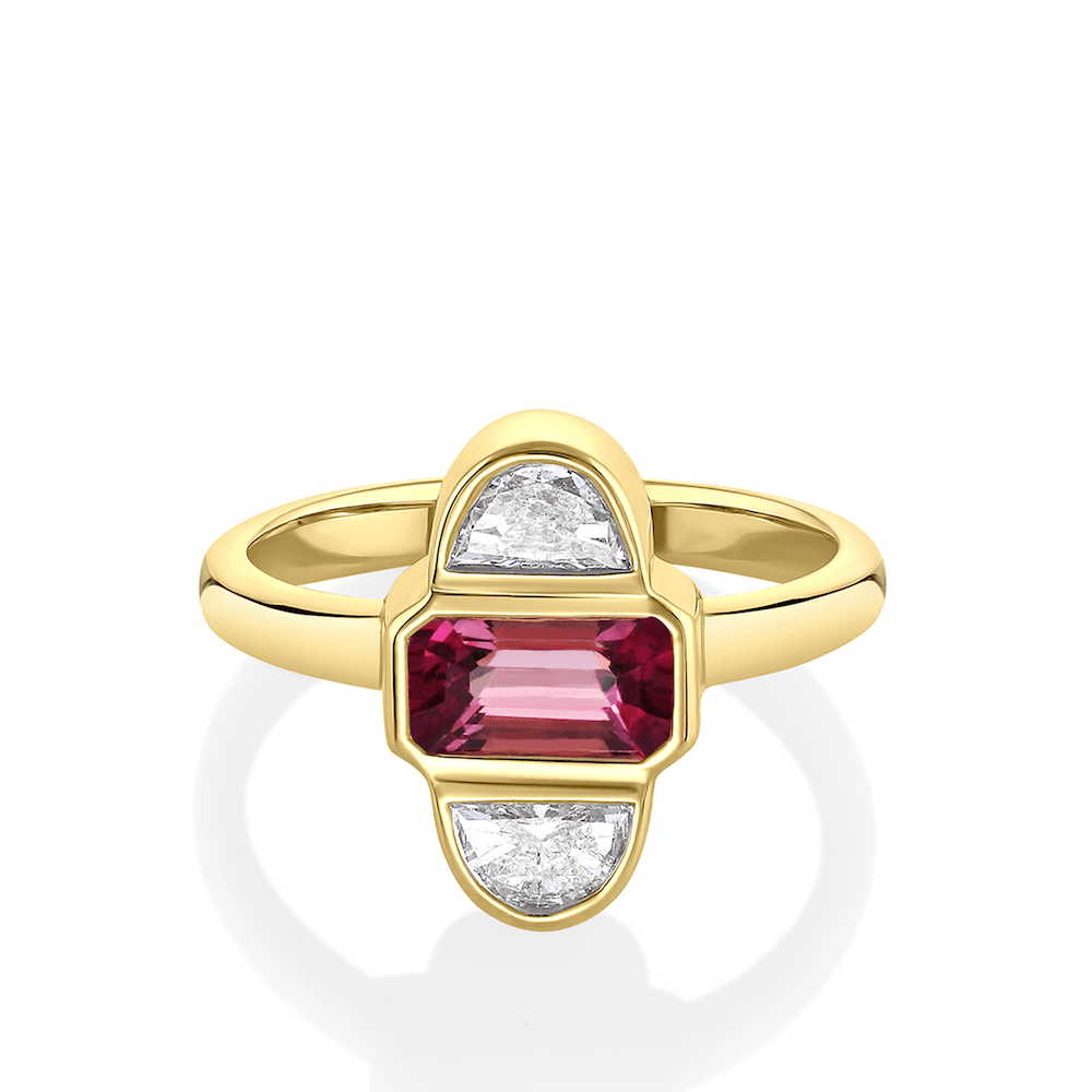 Marrow Fine Jewelry Ruby Half Moon Diamond Ring