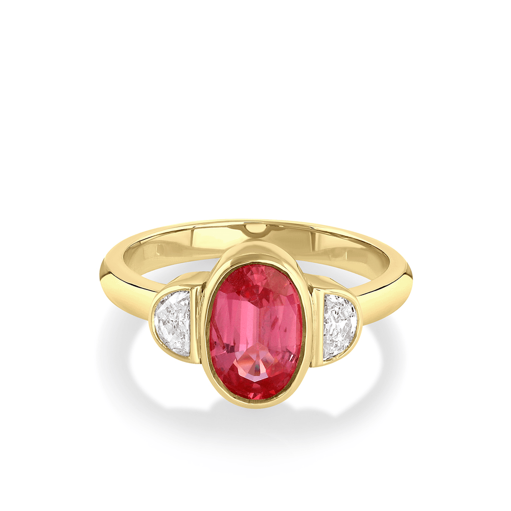 Marrow Fine Jewelry Ruby Diamond Oval Half Moon Ring