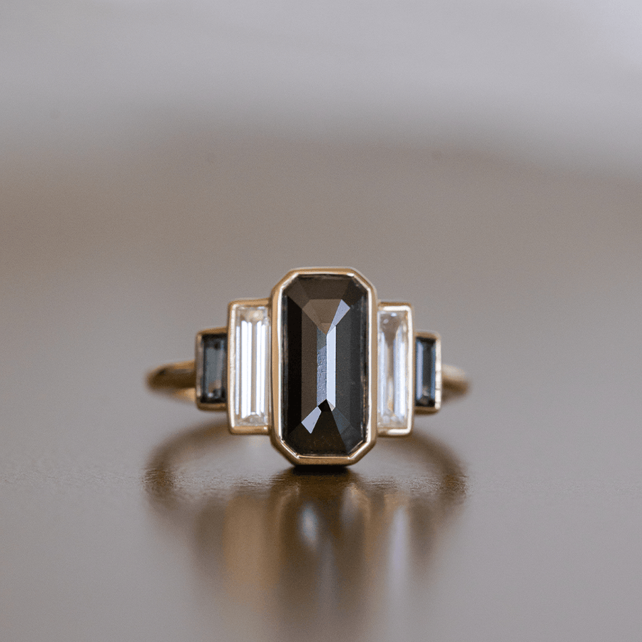 Marrow Fine Jewelry Black Diamond Baguette Ring [Yellow Gold]