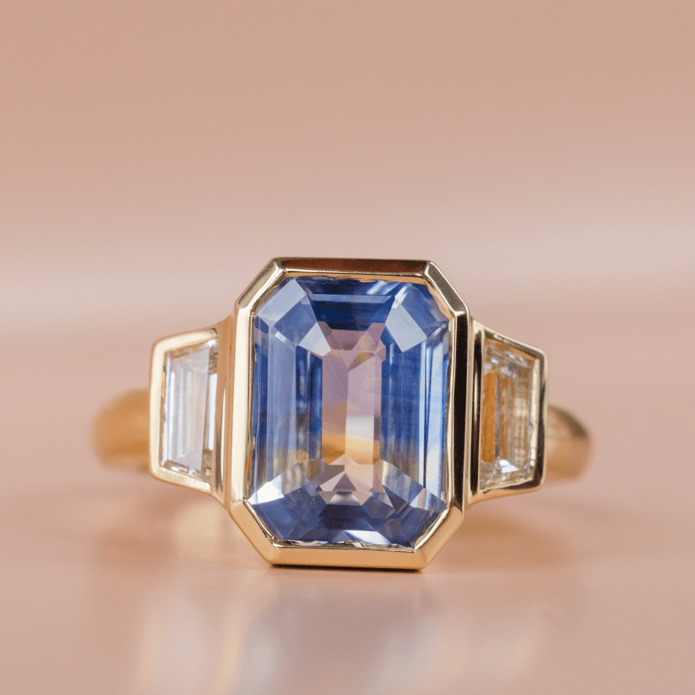 4.82ct Bicolor Sapphire White Diamond Engagement Ring Marrow Fine