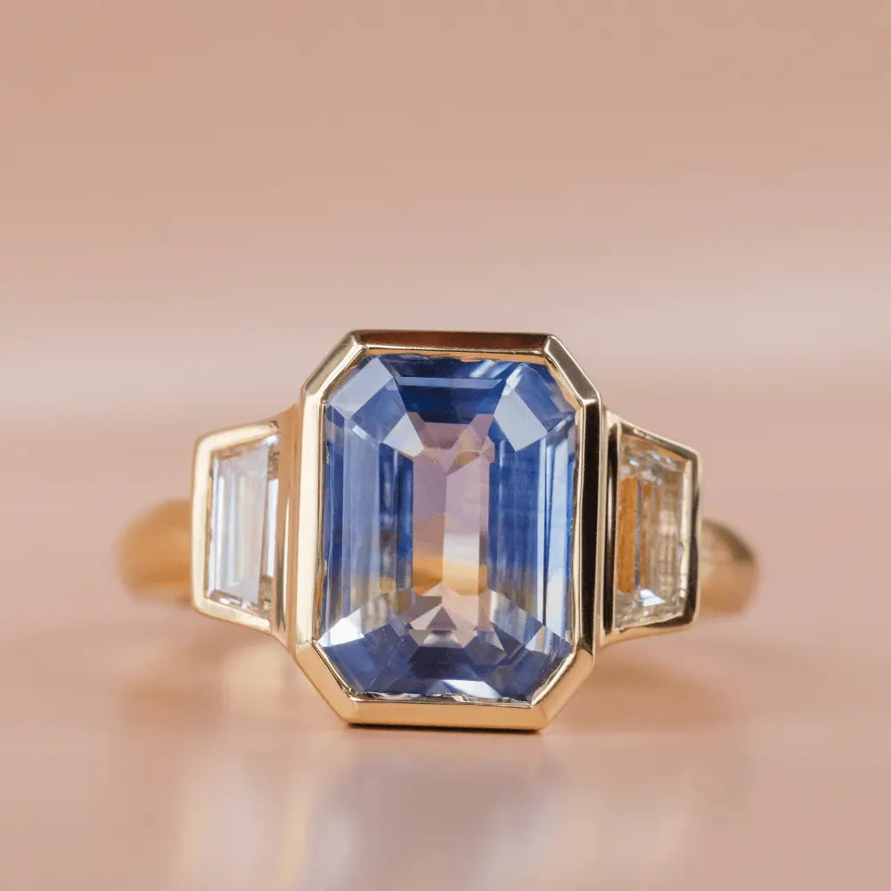 4.82ct Bicolor Sapphire White Diamond Engagement Ring Marrow Fine