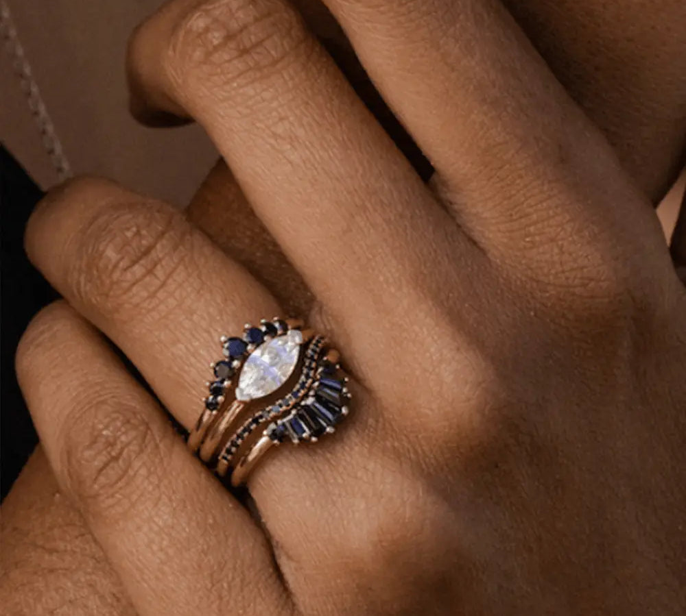 Marrow Fine Jewelry Black Diamond Seven Stones Stacking Ring