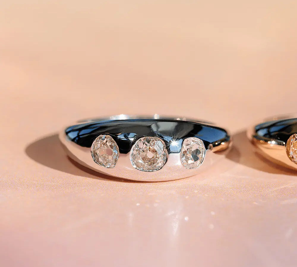 White Gold Old Cut Diamond Bombe - Marrow Fine
