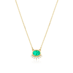 Marrow Fine Jewelry Emerald Oval White Diamonds Spray Sunrise Choker [Yellow Gold]