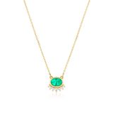 Marrow Fine Jewelry Emerald Oval White Diamonds Spray Sunrise Choker [Yellow Gold]
