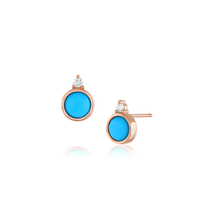 Marrow Fine Jewelry Bezel Set Turquoise Andromeda Studs [Rose Gold]