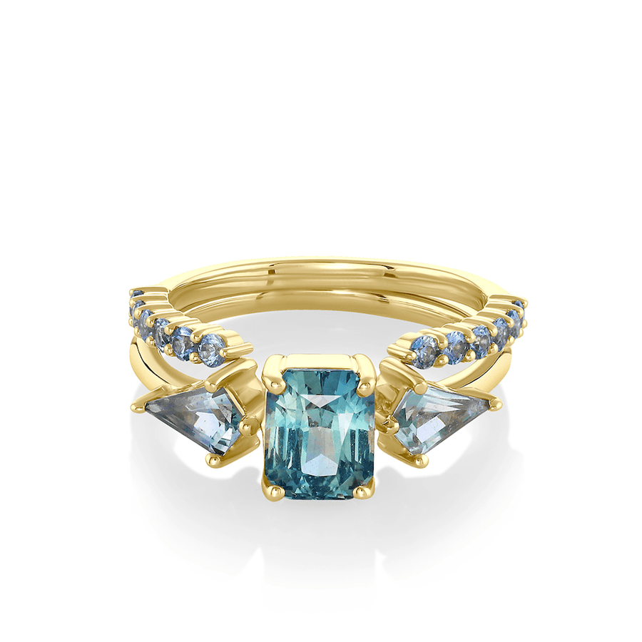 Marrow Fine Jewelry Green Sapphire Three Stone Set Ring [Yellow Gold]