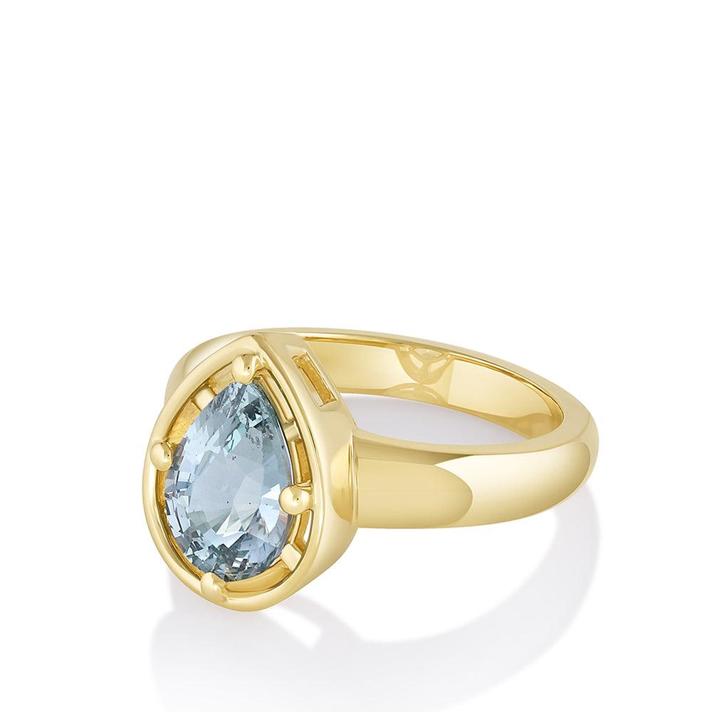 Marrow Fine Jewelry Light Blue Sapphire Pear Georgia Ring