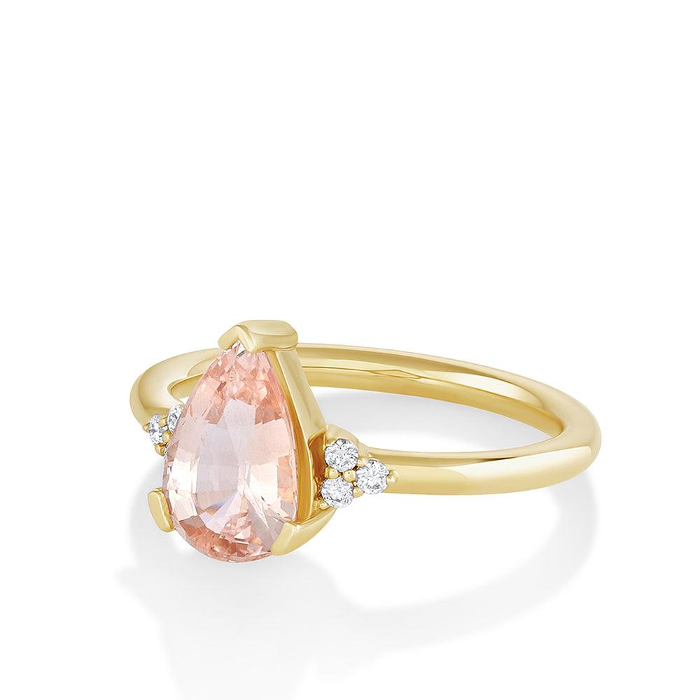 Marrow Fine Jewelry Peach Sapphire White Diamond Ring