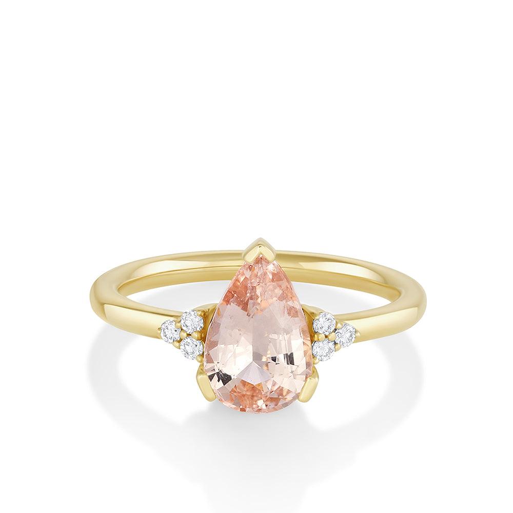 Marrow Fine Jewelry Peach Sapphire White Diamond Ring