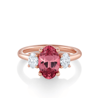 Marrow Fine Jewelry Garnet White Diamond Three Stone Ring [Rose Gold]
