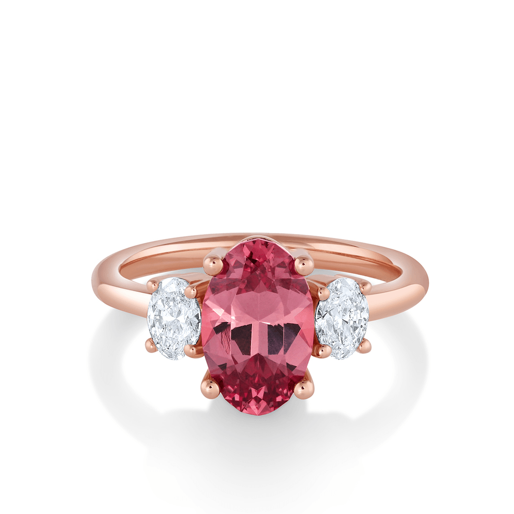 Marrow Fine Jewelry Garnet White Diamond Three Stone Ring