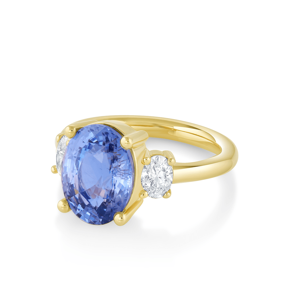 Marrow Fine Jewelry Blue Sapphire Three Stone Ring