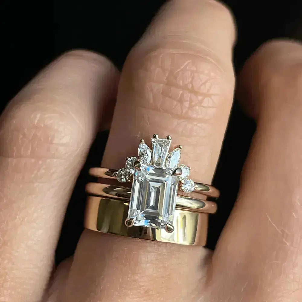 Emerald Cut Solitaire Engagement Rings With Wedding Band Emerald Cut Solitaire Engagement Rings With Wedding Band