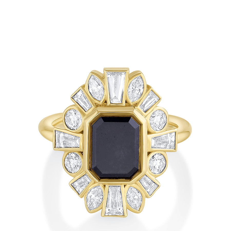 Marrow Fine Jewelry Black Diamond Ballerina Ring [Yellow Gold]