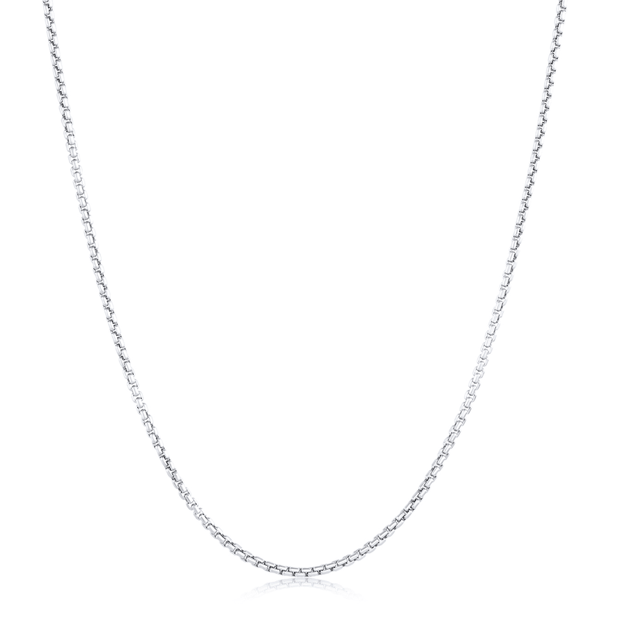 Marrow Fine Jewelry Dainty Box Chain Necklace [White Gold]