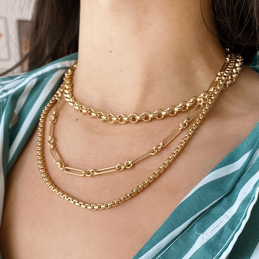 Unisex Box Chain Necklace 18 / 14K Yellow Gold by Marrow Fine