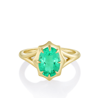 Marrow Fine Jewelry Emerald French Mirror Ring [Yellow Gold]