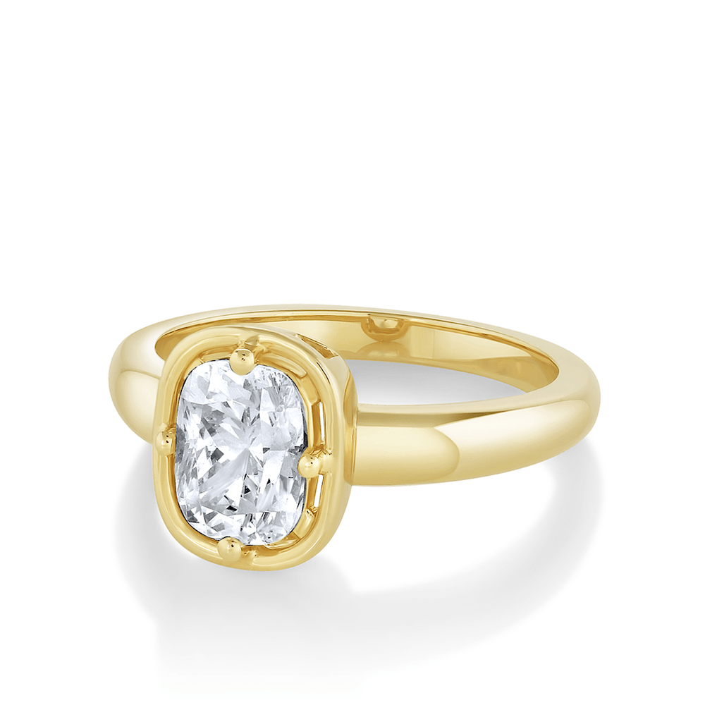 The Harlow Cigar Band Engagement Ring 1.5ct / 18K Yellow Gold by Marrow Fine
