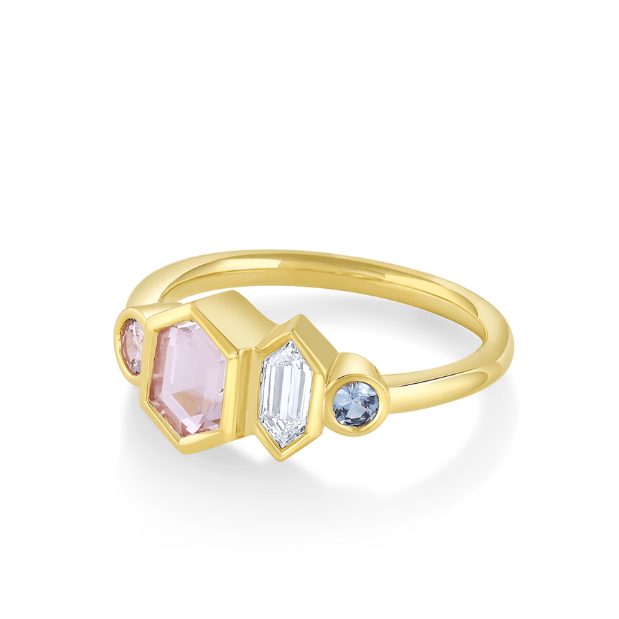 Marrow Fine Jewelry Sapphire & Diamond Linear Ring [Yellow Gold]