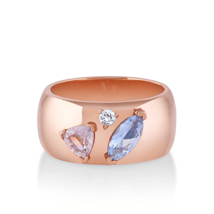 Marrow Fine Jewelry Sapphire Inlay Rounded Cigar Band [Rose Gold]