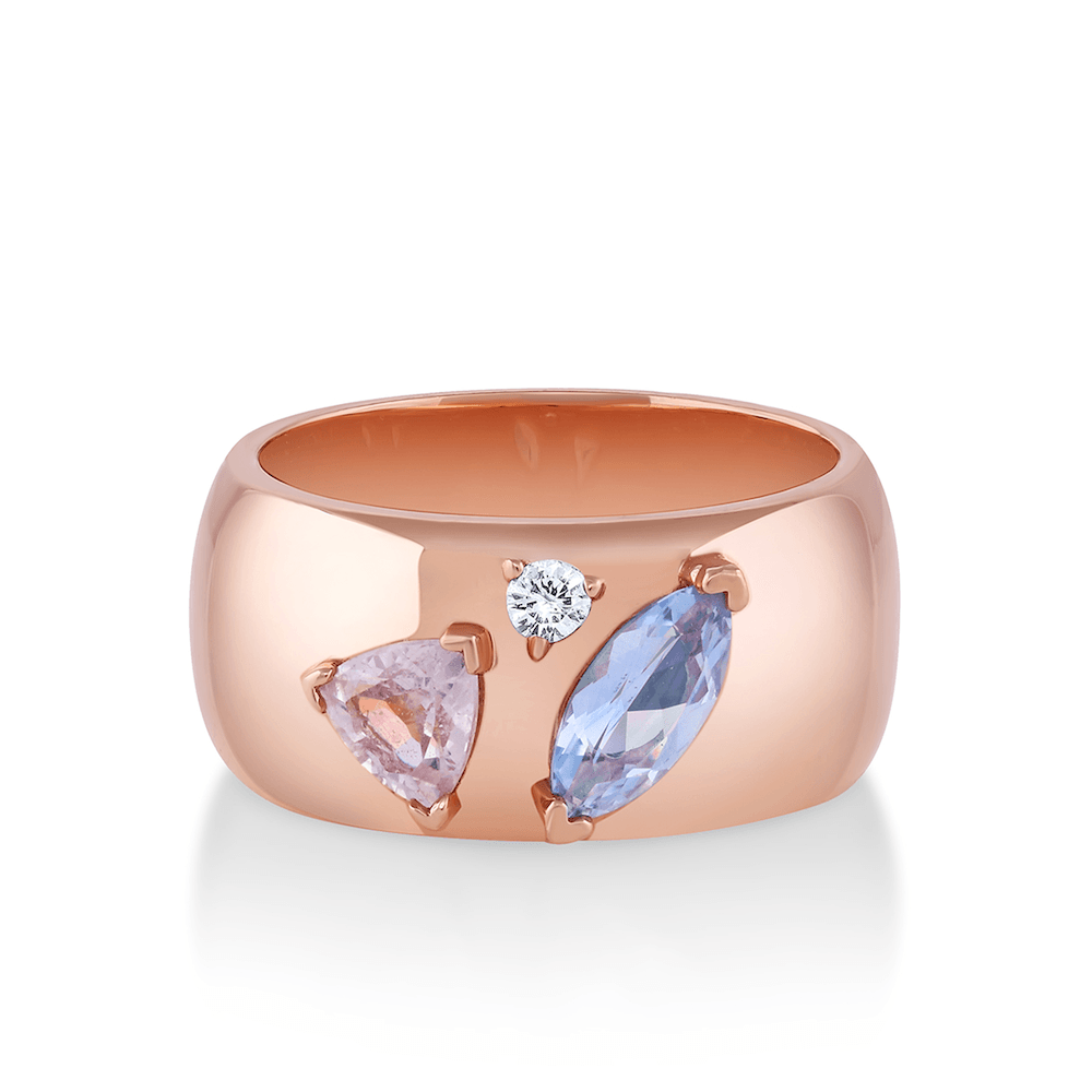 Marrow Fine Jewelry Sapphire Inlay Rounded Cigar Band