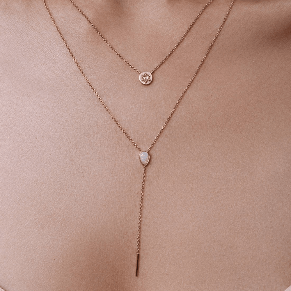Stillwater Lariat London Topaz and Gold Minimalist Necklace Marrow Fine