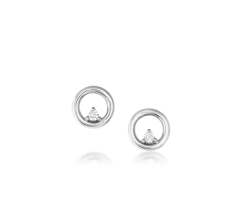 Marrow Fine Jewelry White Diamond Orbit Hoop Studs [White Gold]