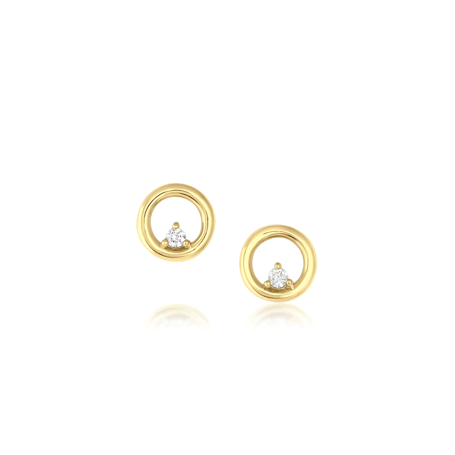Marrow Fine Jewelry White Diamond Orbit Hoop Studs [Yellow Gold]