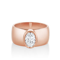 Marrow Fine Jewelry Harlow White Diamond Bezel Set Cigar Engagement Ring [Rose Gold]