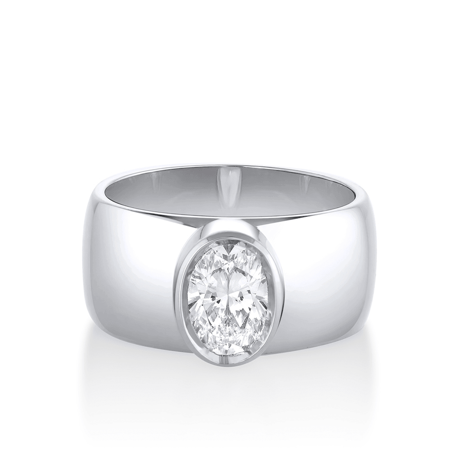 Marrow Fine Jewelry Harlow White Diamond Bezel Set Cigar Engagement Ring [White Gold]
