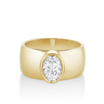 Marrow Fine Jewelry Harlow White Diamond Bezel Set Cigar Engagement Ring [Yellow Gold]