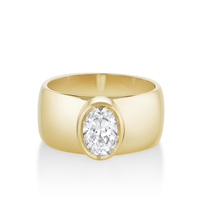 Marrow Fine Jewelry Harlow White Diamond Bezel Set Cigar Engagement Ring [Yellow Gold]