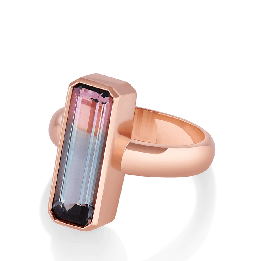 Marrow Fine Jewelry Bicolor Tourmaline Bezel Ring [Rose Gold]