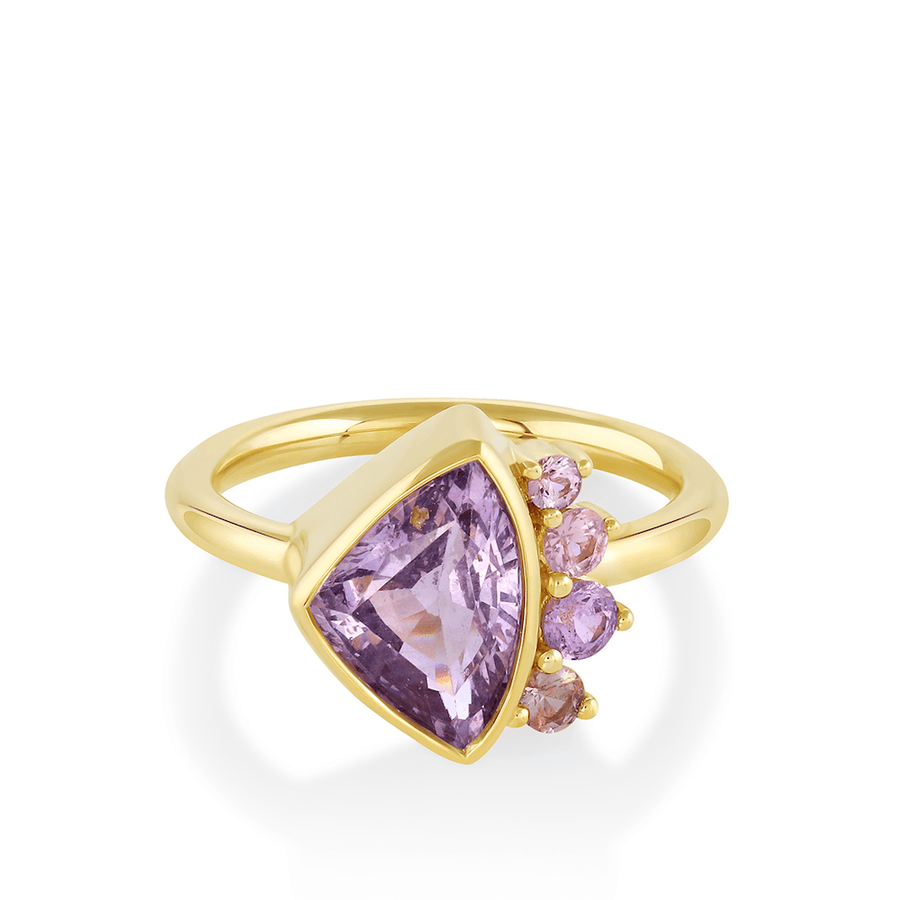 Marrow Fine Jewelry Lavender Spinel Trillion Spray Ring [Yellow Gold]