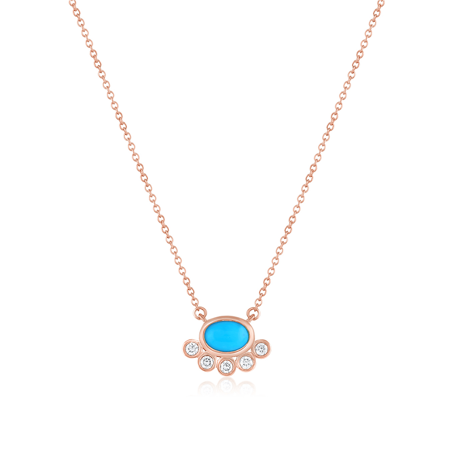 Marrow Fine Jewelry Apollonia Turquoise Bezel Necklace [Rose Gold]