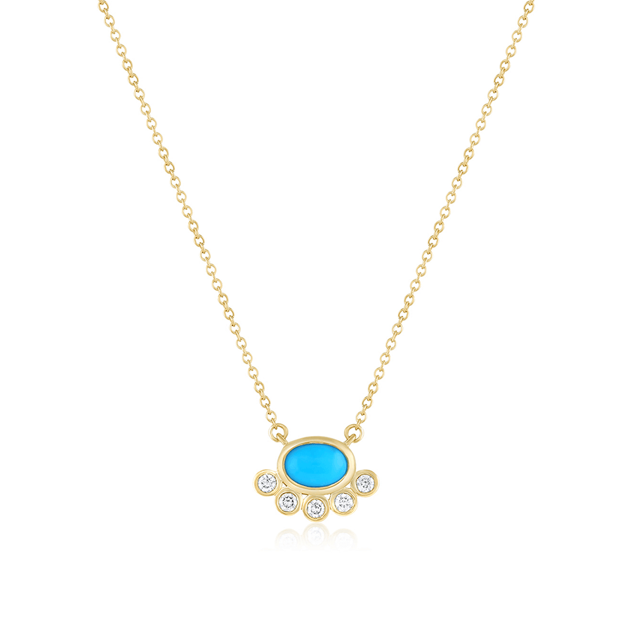 Marrow Fine Jewelry Apollonia Turquoise Bezel Necklace [Yellow Gold]