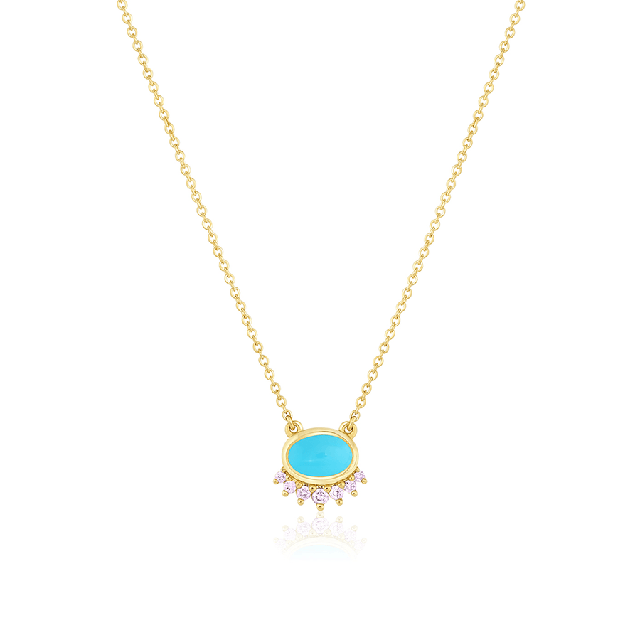 Marrow Fine Jewelry Turquoise And Pink Sapphire Sunrise Choker [Yellow Gold]