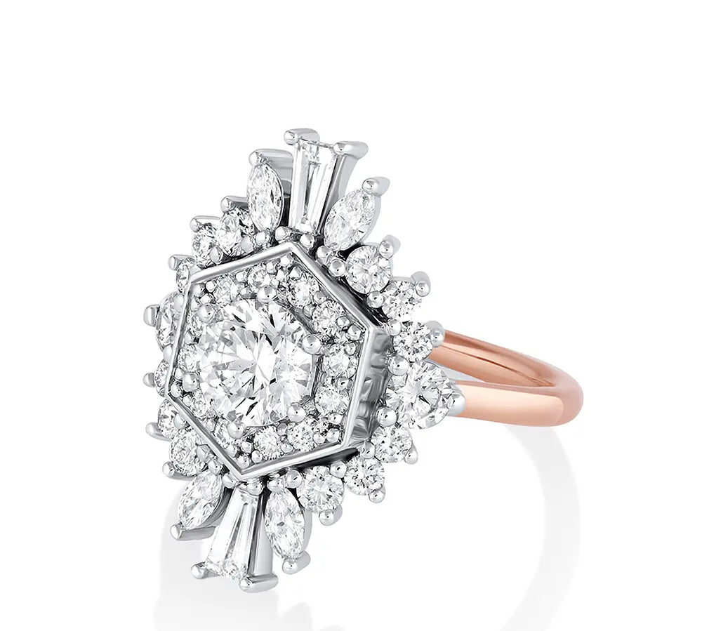 Marrow Fine Jewelry Two-Tone White Diamond Stella Ring [Rose Gold]