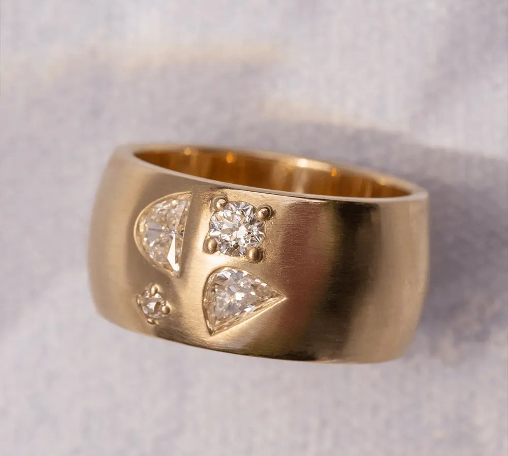 White Diamond Shapes Cigar Band - Marrow Fine