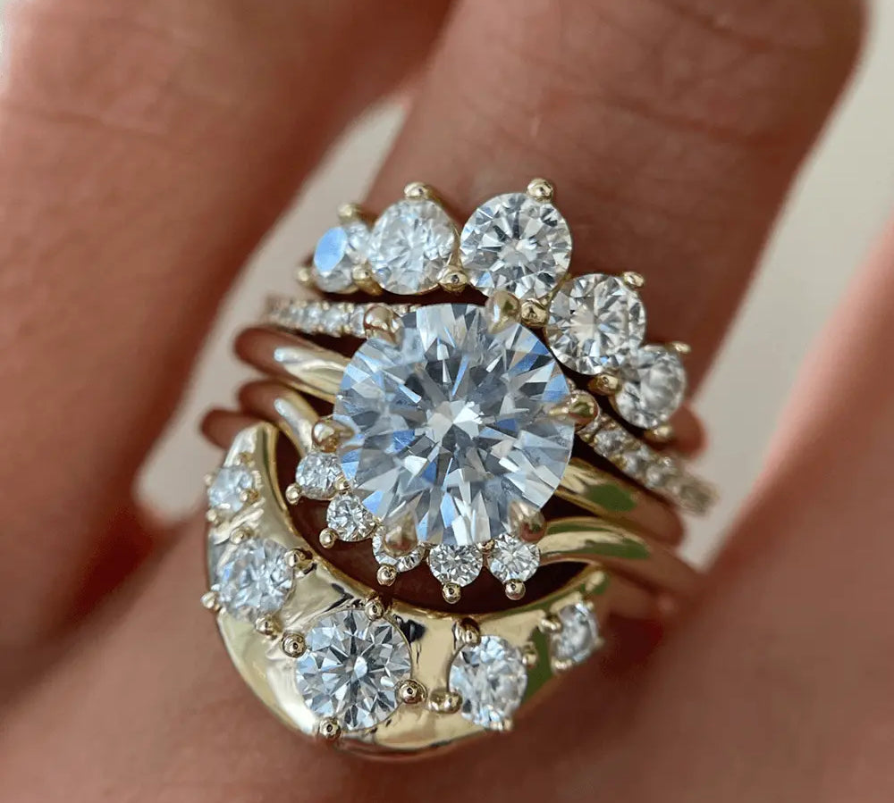 Marrow Fine Jewelry White Diamond Pavé Wave Stacking and Wedding Band