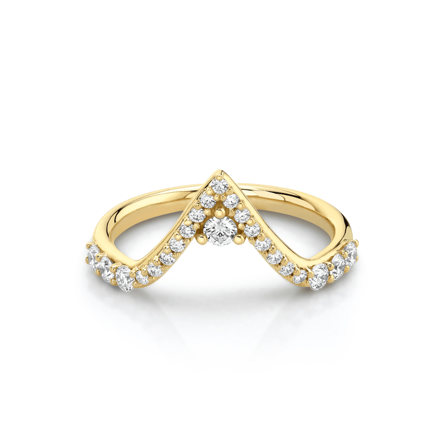 Marrow Fine Jewelry White Diamond Pavé Triangle Stacking Wedding Band [Yellow Gold]