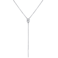Marrow Fine Jewelry Bezel Set Pear White Diamond Stillwater Lariat [White Gold]